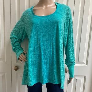 Calvin Klein Performance Womens L/XL Blue & Green Long Sleeve Hoodie with Thumb